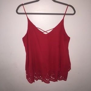 RED TANK WITH FLOWER CUTOUTS